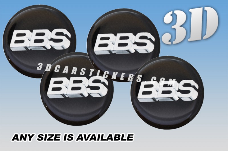 BBS 3d car stickers for wheel center caps ::Silver logo/black background::