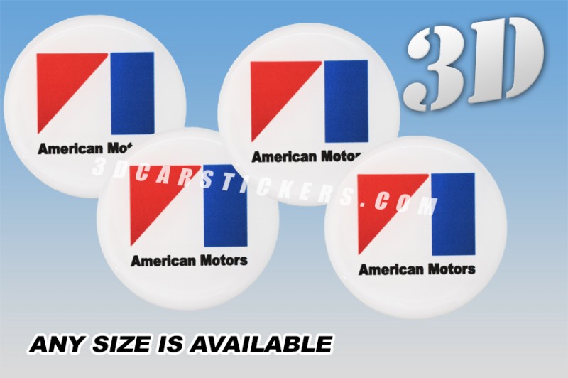 AMERICAN MOTORS 3d car wheel center cap emblems stickers  :: Black/Red/Blue logo/white background::