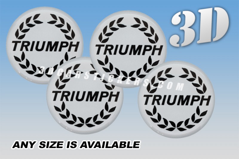 TRIUMPH 3d car wheel center cap emblems stickers decals  :: Black logo/silver background ::