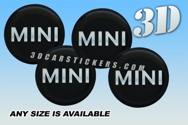 MINI Cooper 3d car stickers for wheel center caps :: Silver logo/black background:: ― Online shop 3D wheel center caps