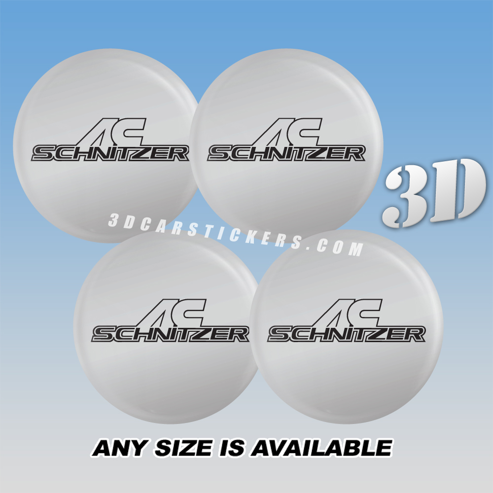 AC SCHNITZER Decals For Wheel Center Caps — Black Logo/Silver Background