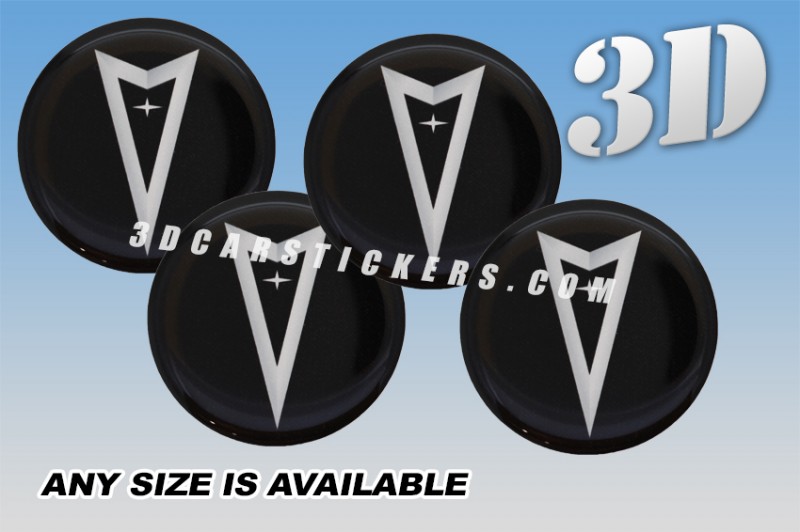 PONTIAC 3d car stickers for wheel center caps :: Black-Silver logo/black background::