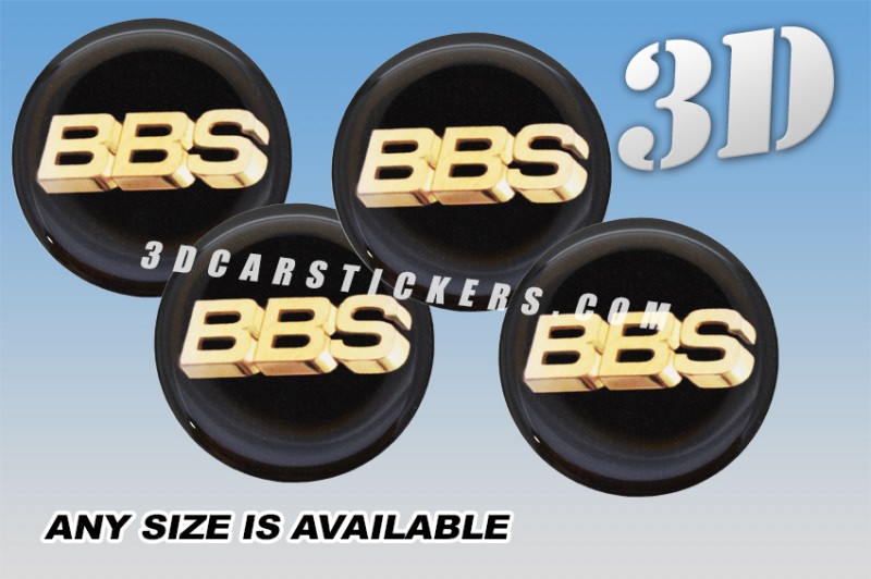 BBS 3d car stickers for wheel center caps ::Gold logo/black background::