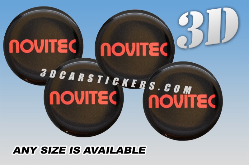 NOVITEC 3d car stickers for wheel center caps ::Red logo/black background::
