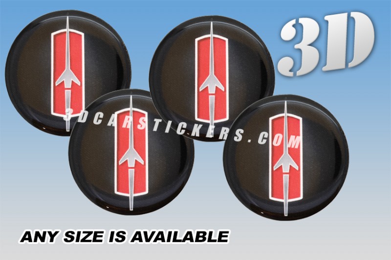Oldsmobile ROCKET 3d car stickers for wheel center caps ::Silver/red logo/black background::