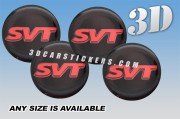 SVT 3d car stickers for wheel center caps ::Red logo/black background::