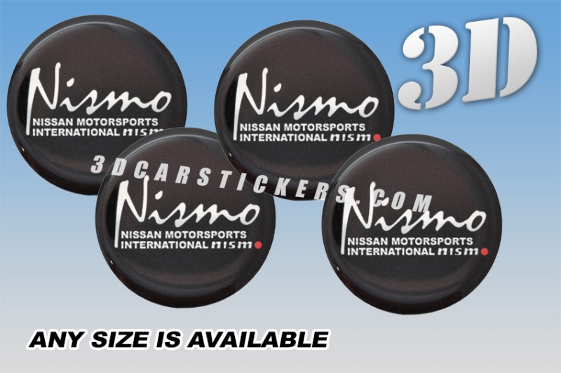 NISMO 3d car stickers for wheel center caps ::Silver logo/black background::