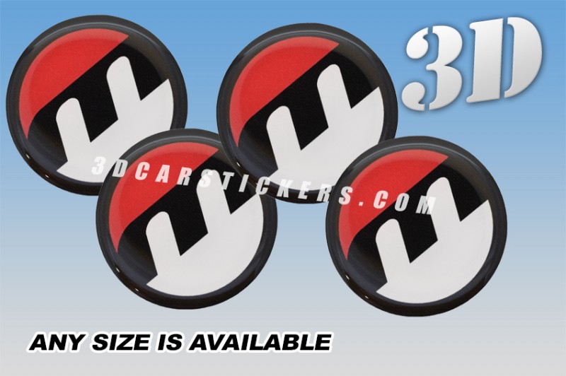 MOSER 3d car stickers for wheel center caps ::Black logo/red/white background::