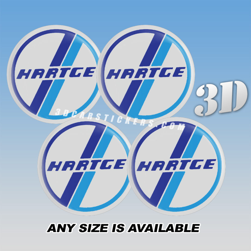 HARTGE Decals For Wheel Center Caps — Dark Blue/Light Blue/Silver Background