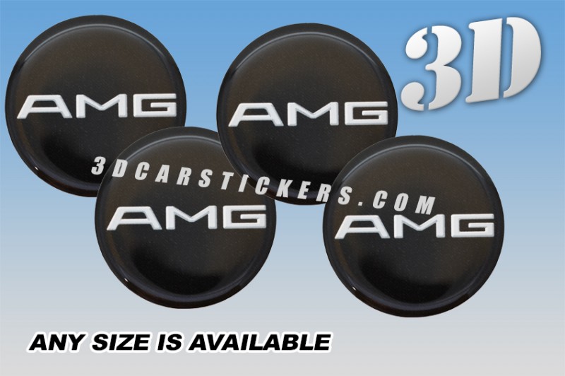 AMG 3d car wheel center cap emblems stickers  :: Silver logo/black background::