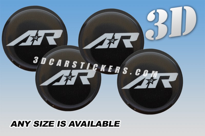 AMERICAN RACING 3d car wheel center cap emblems stickers  :: Silver logo AR/black background::