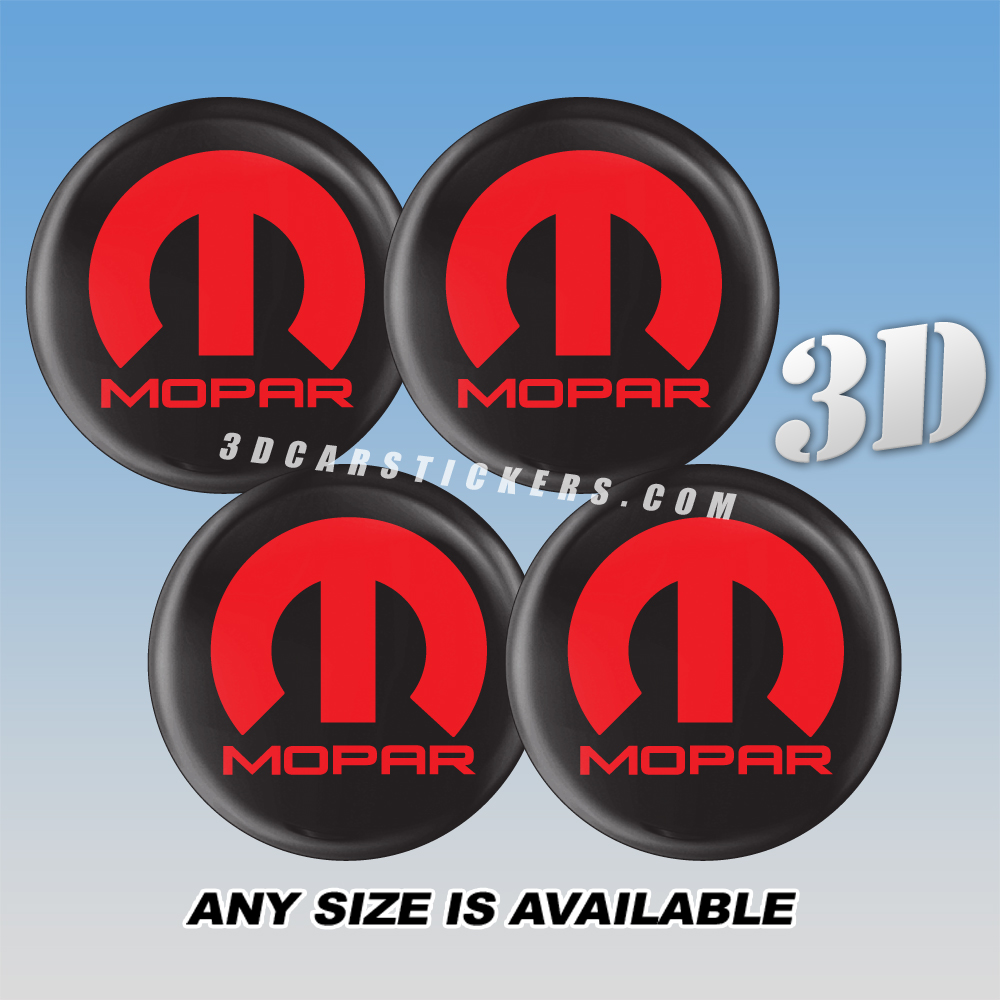 MOPAR Decals For Wheel Center Caps — Red Logo/Black Background