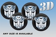 AUTOBOT 3d car wheel center cap emblems stickers decals  :: Silver logo/black background :: 