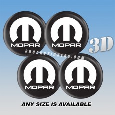 MOPAR Decals For Wheel Center Caps — White logo/black background