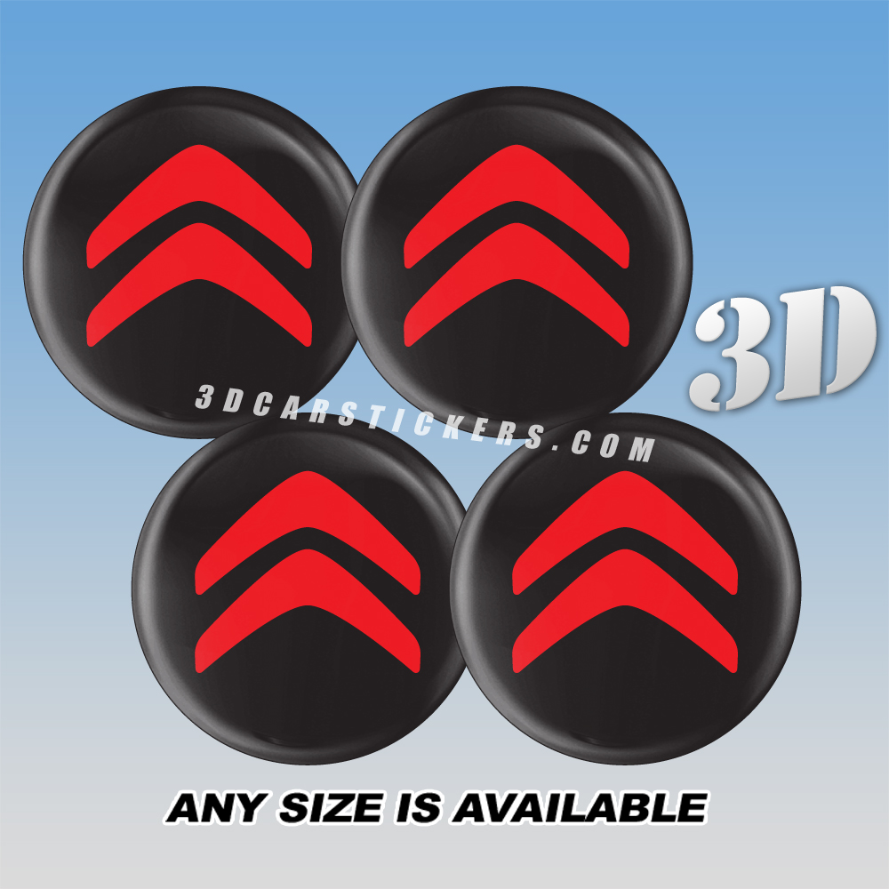 CITROEN 3d car wheel center cap emblems stickers decals  :: Red logo/black background ::