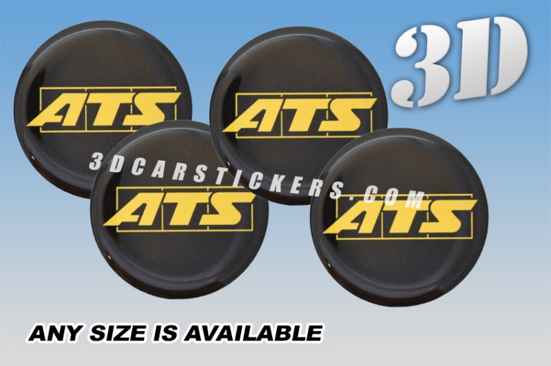 ATS 3d car wheel center cap emblems stickers decals  :: Yellow logo/black background ::