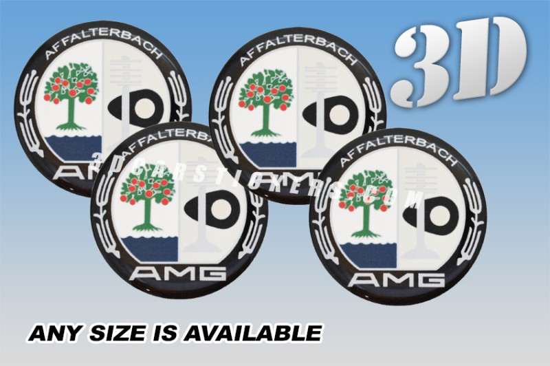AMG AFFALTERBACH 3d car wheel center cap emblems stickers decals  :: Color logo/black background ::