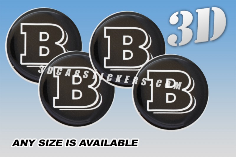 BRABUS 3d car wheel center cap emblems stickers decals  :: White logo/black background ::