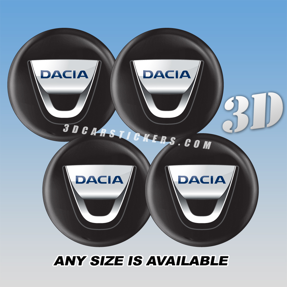 DACIA Silver logo/Black Background Decals For Wheel Center Caps