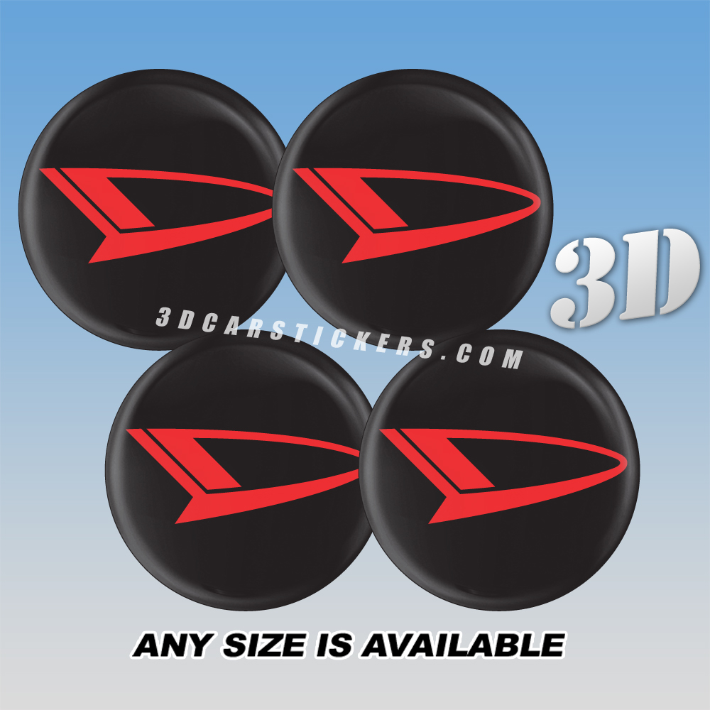 DAIHATSU Red Logo/ Black Background Decals For Wheel Center Caps 