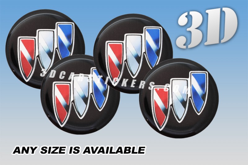 BUICK 3d car wheel center cap emblems stickers decals  :: TRISHIELD logo/black background ::