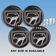 DODGE VIPER "SNEAKY PETE" Decals For Wheel Center Caps — Silver Logo/Black Background