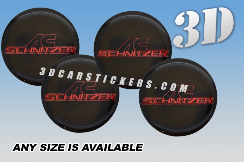 AC SCHNITZER 3d car wheel center cap emblems stickers decals  :: Red logo/black background ::
