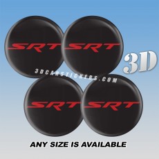 SRT Decals For Wheel Center Caps — Red Logo/Black Background