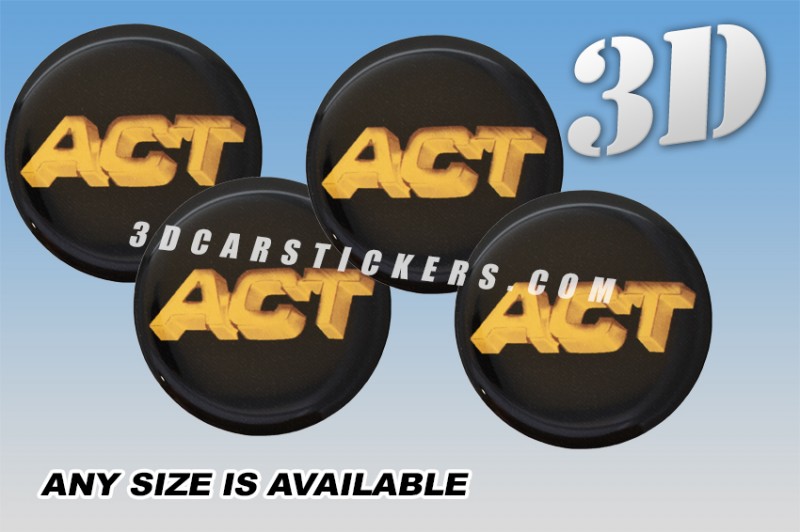 ACT 3d car wheel center cap emblems stickers decals  :: Gold logo/black background ::