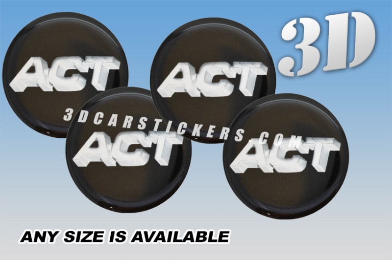 ACT 3d car wheel center cap emblems stickers decals  :: Silver logo/black background ::