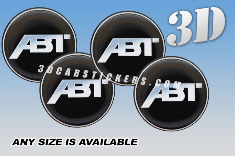 ABT 3d car wheel center cap emblems stickers decals  :: Silver logo/black background ::