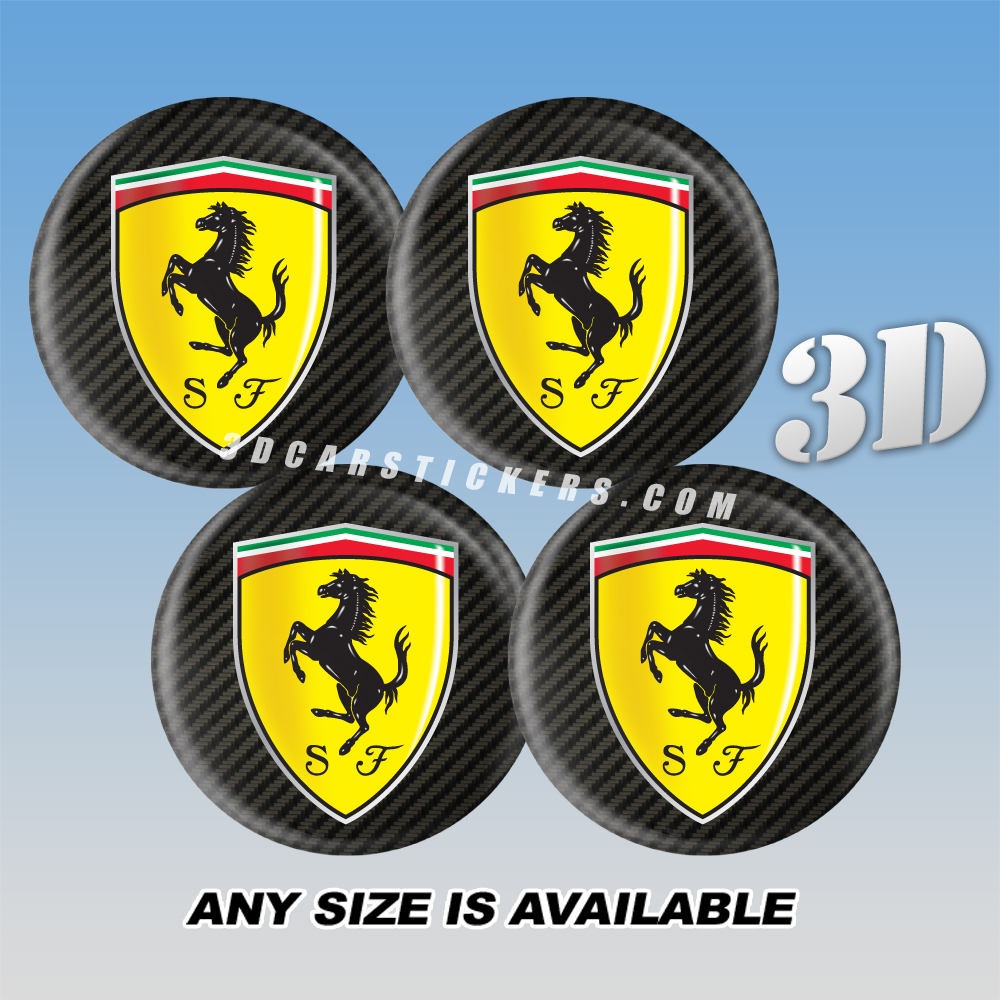 FERRARI СARBON LOOK Decals For Wheel Center Caps 