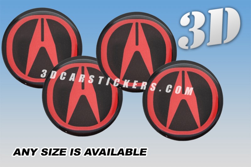 ACURA 3d car wheel center cap emblems stickers decals  :: Red logo/black background ::