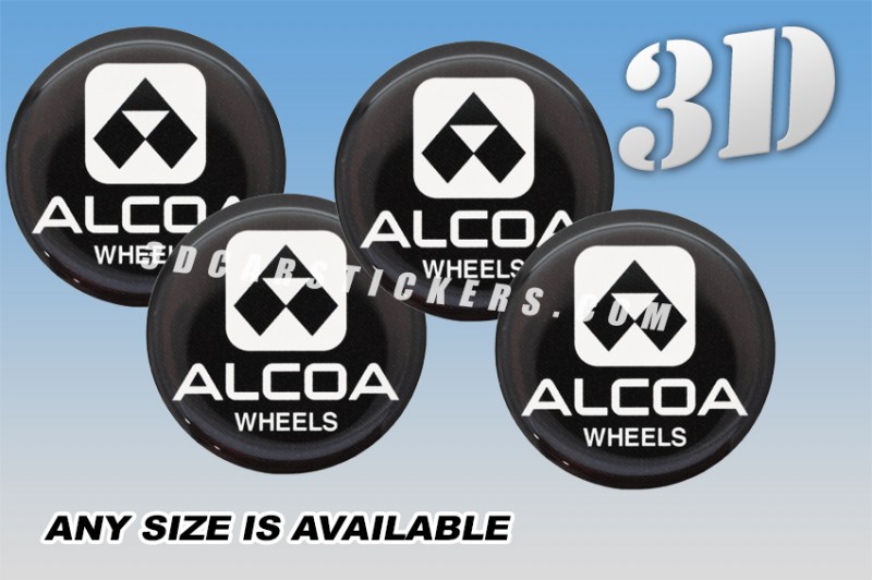 ALCOA 3d car wheel center cap emblems stickers decals  :: White logo/black background ::