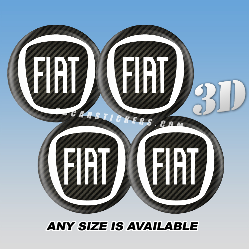 FIAT 3d car stickers for wheel center caps СARBON LOOK