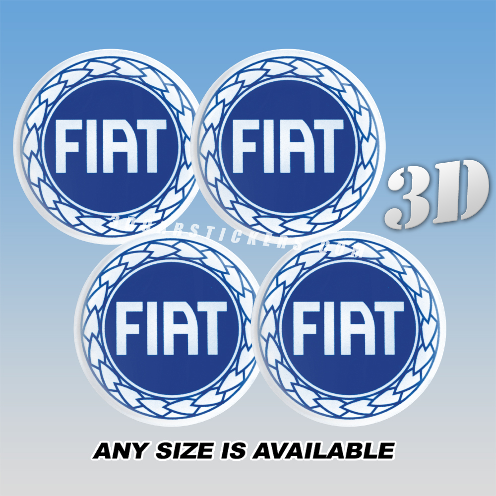 FIAT 3d car wheel center cap emblems stickers decals  :: Blue logo/White background ::