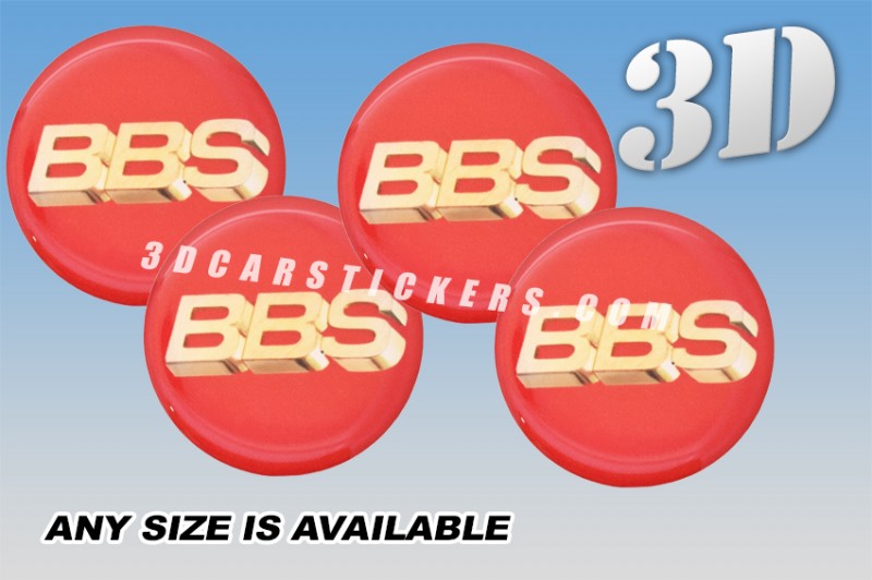 BBS 3d car wheel center cap emblems stickers decals  :: Gold logo/red background ::