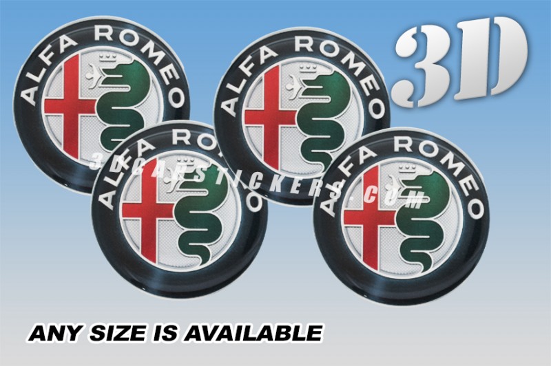ALFA-ROMEO 3d car wheel center cap emblems stickers decals  :: New logo/black background ::
