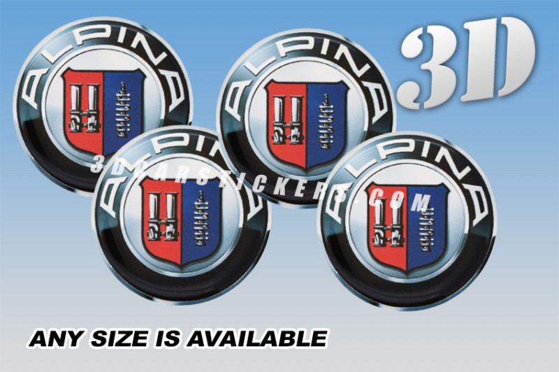 ALPINA 3d car wheel center cap emblems stickers decals  :: New logo/black background ::