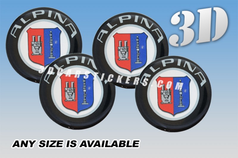 ALPINA 3d car wheel center cap emblems stickers decals  :: Old logo/black background ::