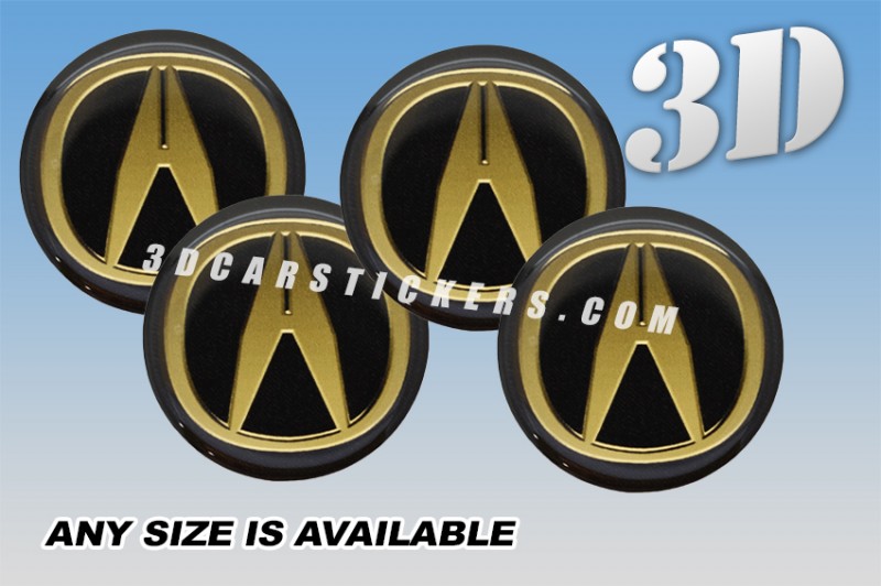 ACURA 3d car wheel center cap emblems stickers decals  :: Gold logo/black background ::