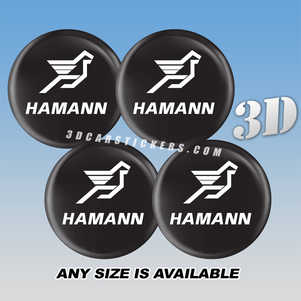 HAMANN Decals For Wheel Center Caps — White Logo/Black Background