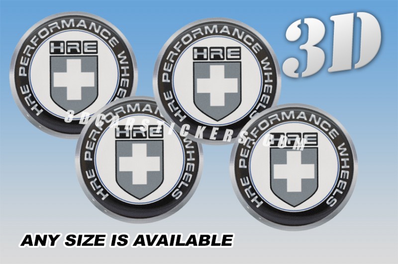 HRE 3d car wheel center cap emblems stickers decals  :: Silver logo/white background ::