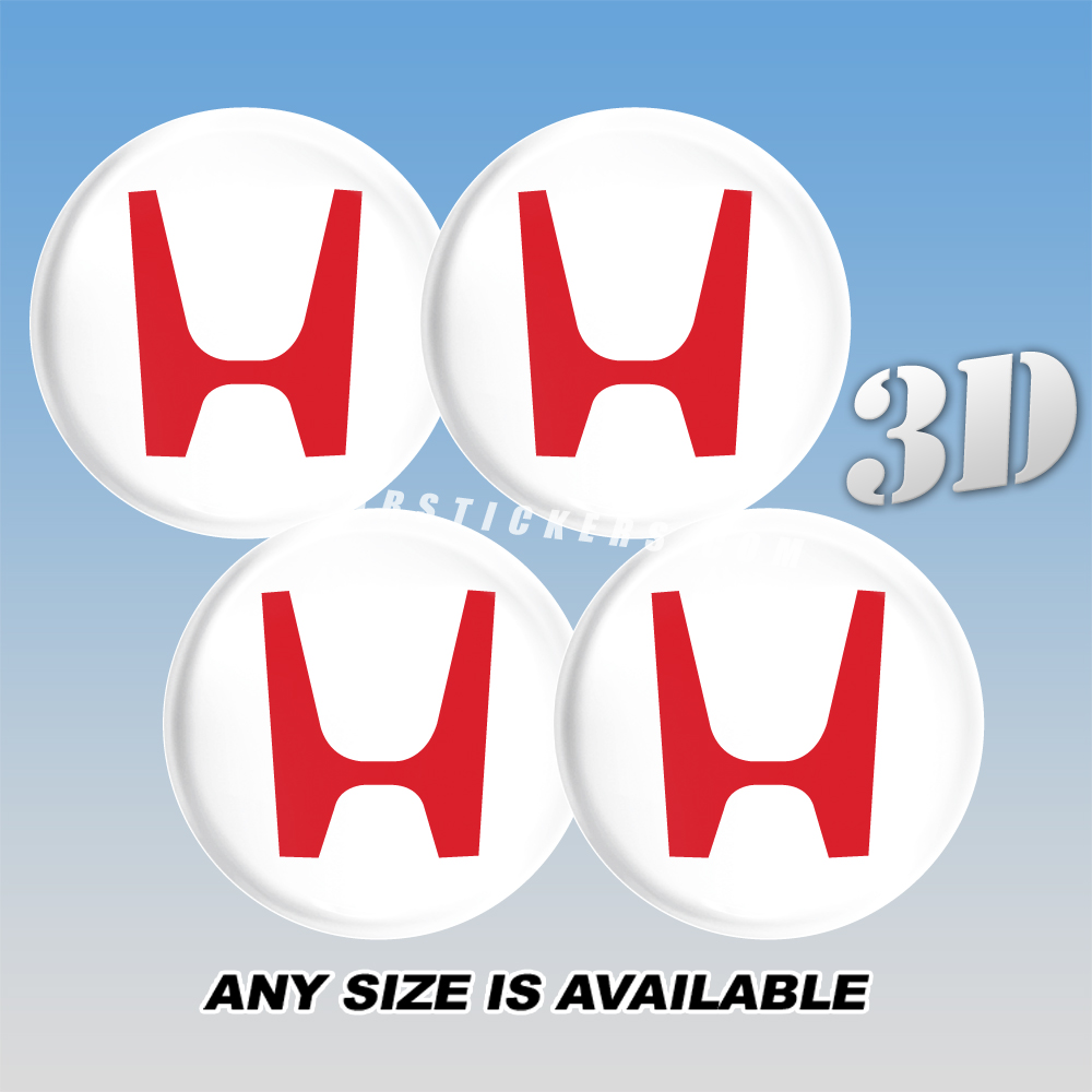 HONDA Decals For Wheel Center Caps — Red Logo/White Background