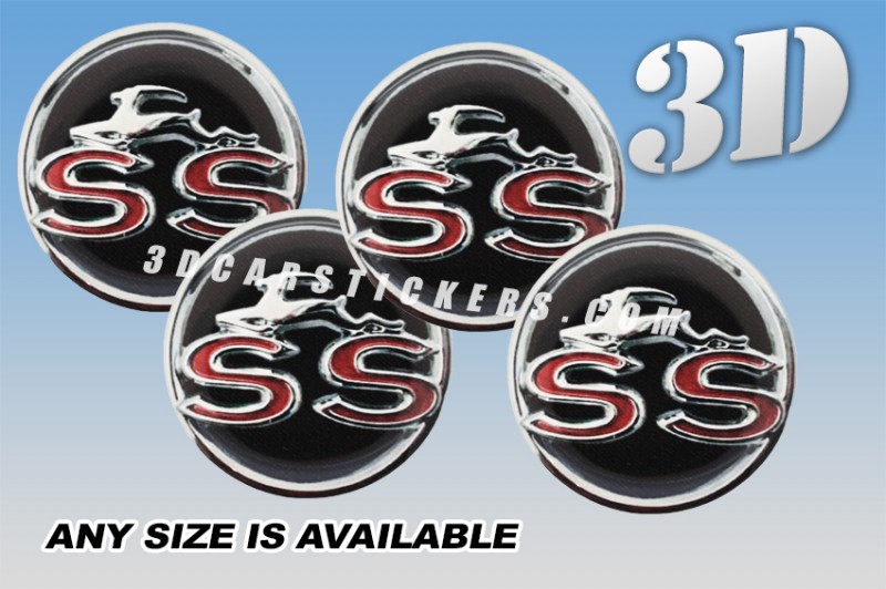 CHEVROLET IMPALA SS 3d car wheel center cap emblems stickers decals  :: Silver logo/black background ::