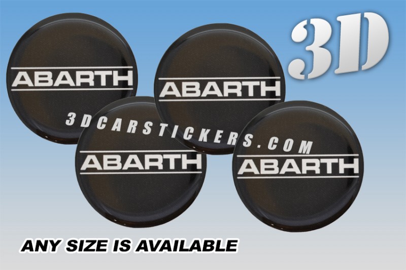 ABARTH 3d car wheel center cap emblems stickers decals  :: White logo/black background ::