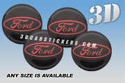 FORD 3d car wheel center cap emblems stickers decals  :: Red logo/black background ::