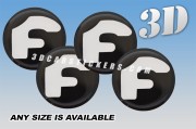 FORGIATO 3d car wheel center cap emblems stickers decals  :: White logo/black background ::