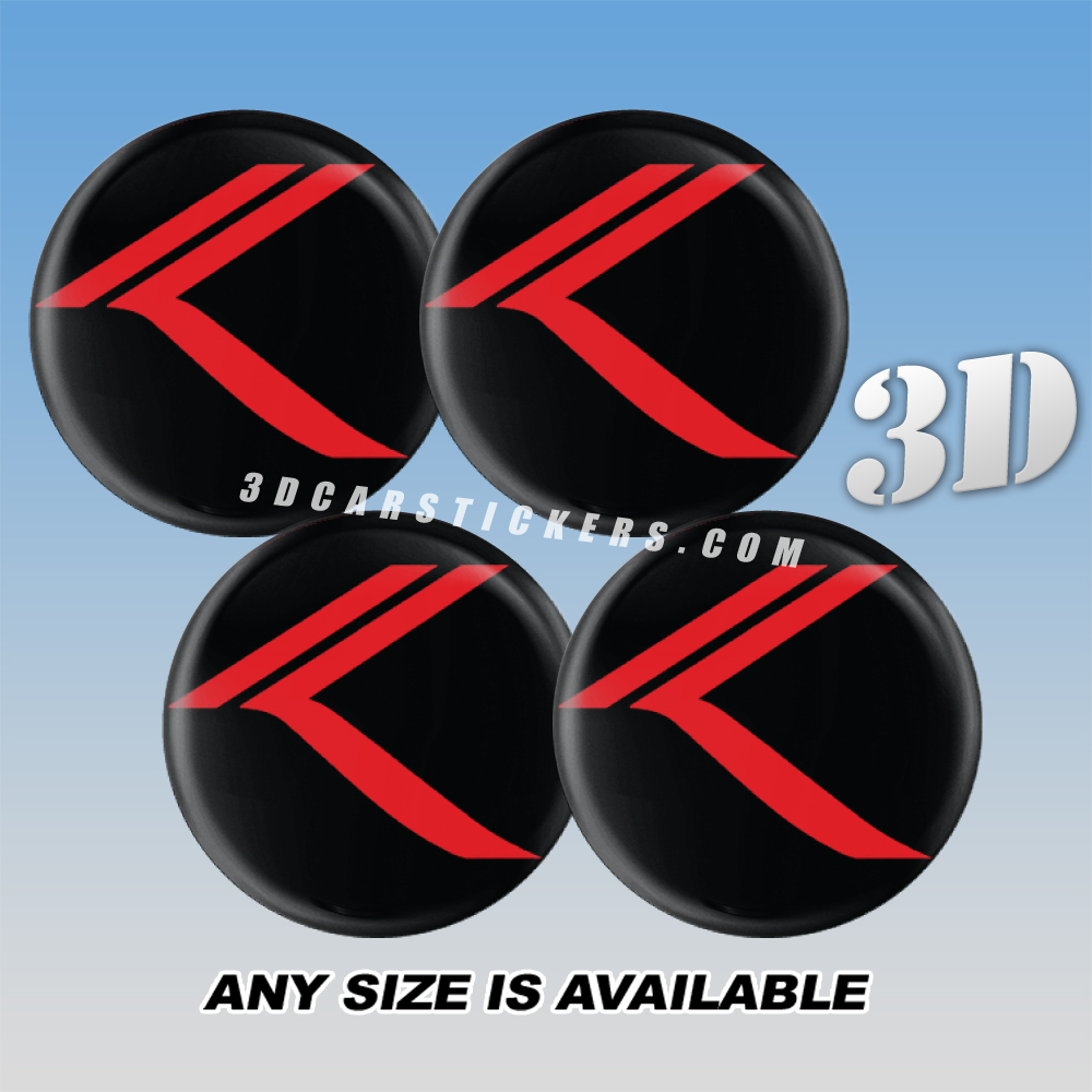 KIA K LOGO Decals For Wheel Center Caps — Red Logo/Black Background