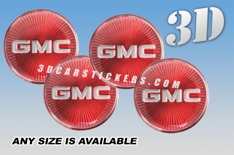 GMC 3d car wheel center cap emblems stickers decals  :: Silver logo/Red burst background ::